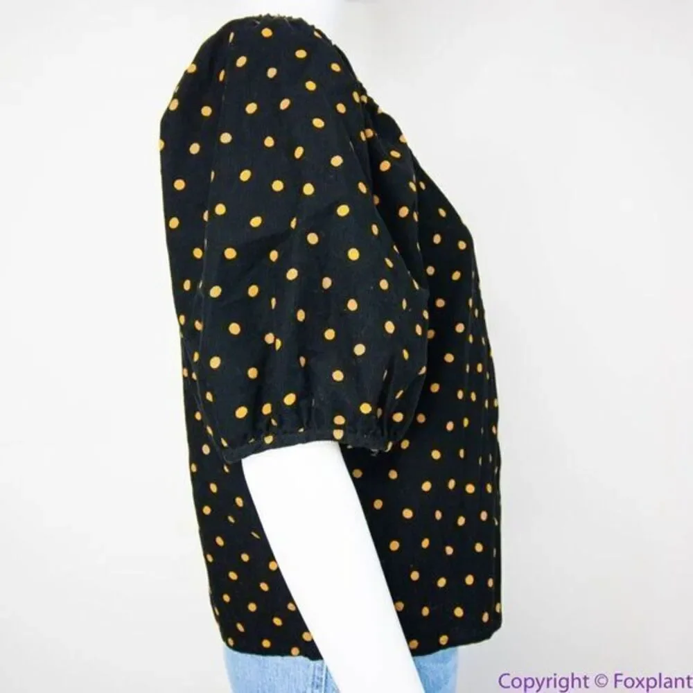 NEW Madewell Corduroy‎ Puff-Sleeve Wrap Top in Oval Dot, XS